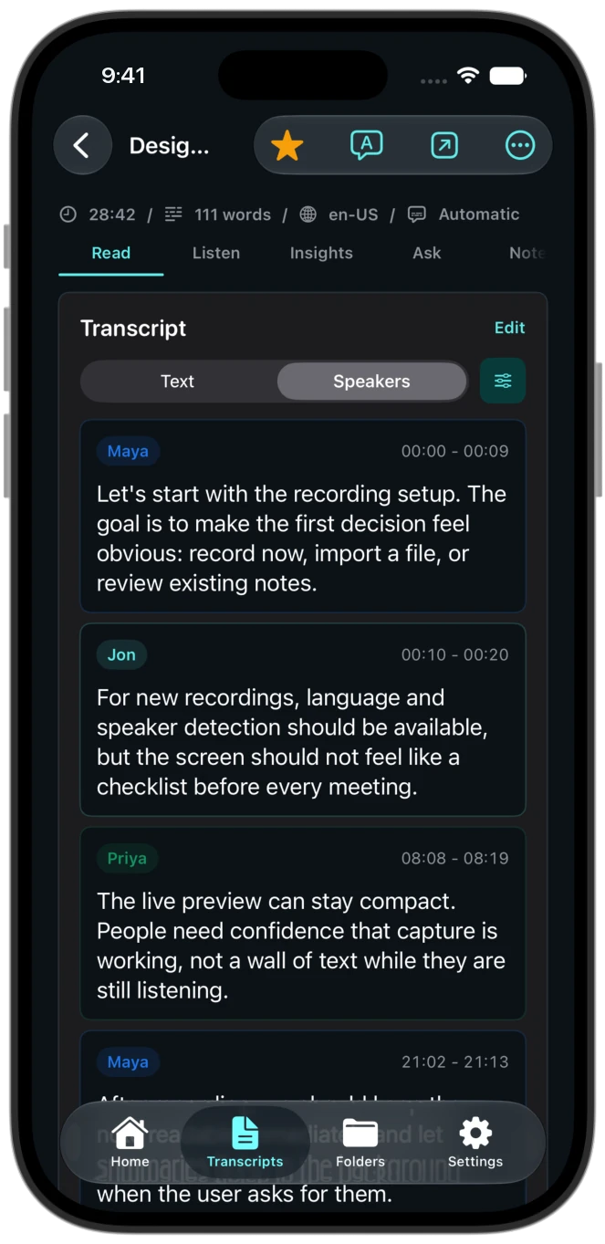 A transcript that reads like the conversation.